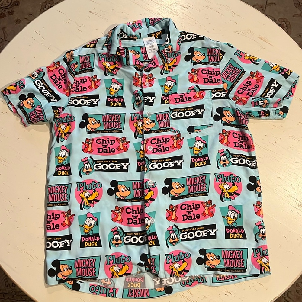 Disney button down shirt sleeve collared shirt